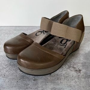 OTBT Brown and Tan Wedge Mary Janes